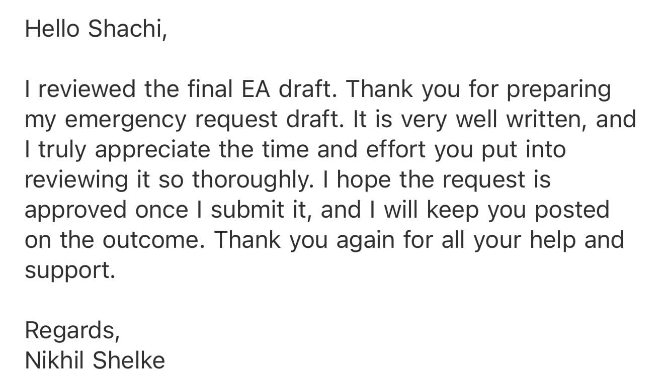 Client review from Anonymous Client for Other visa